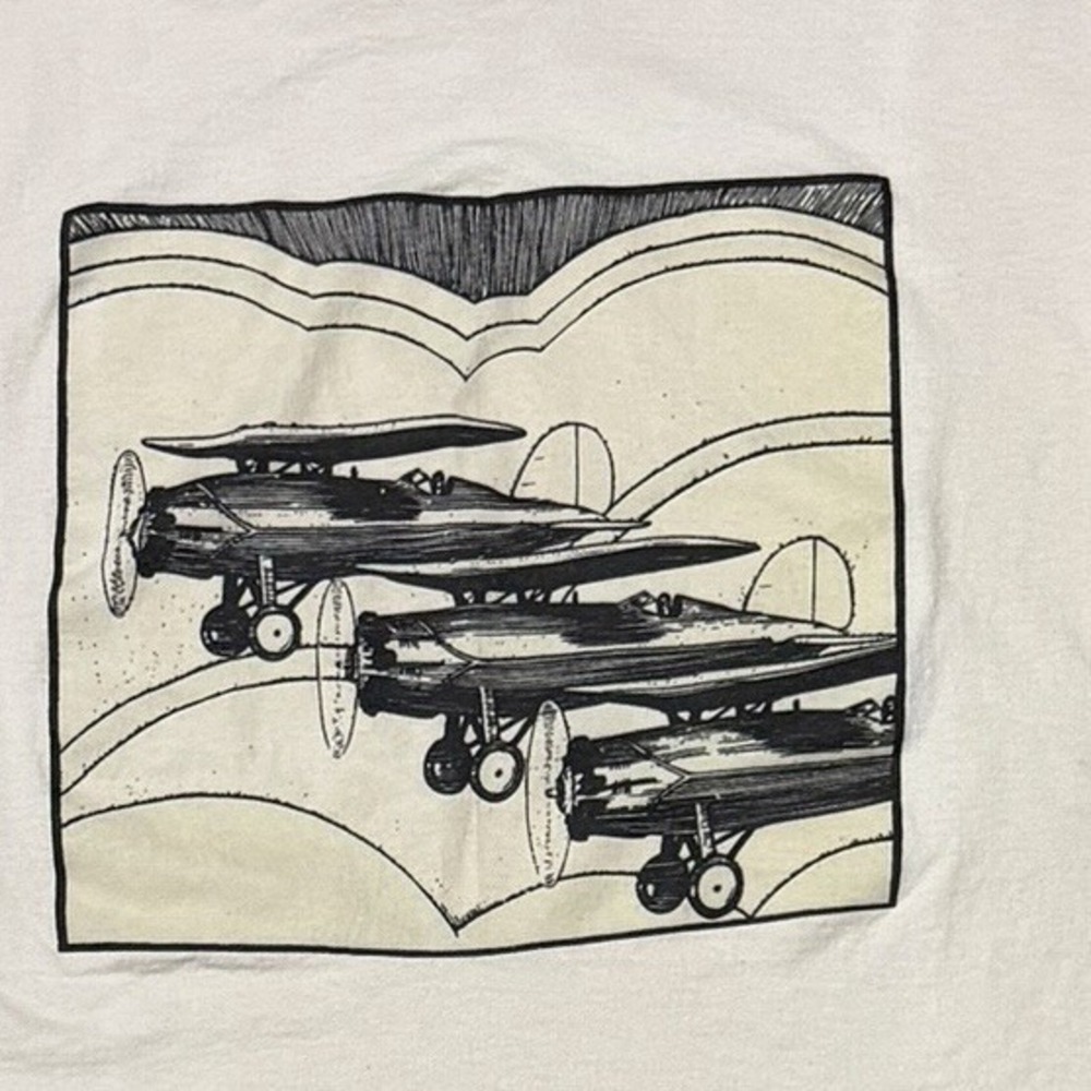 Vintage 90s Fruit of the Loom USA Single Stitch T-Shirt Large Aviator Plane READ - Picture 2 of 9